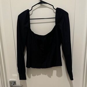 Reformation Black Long Sleeve Blouse - Size 10